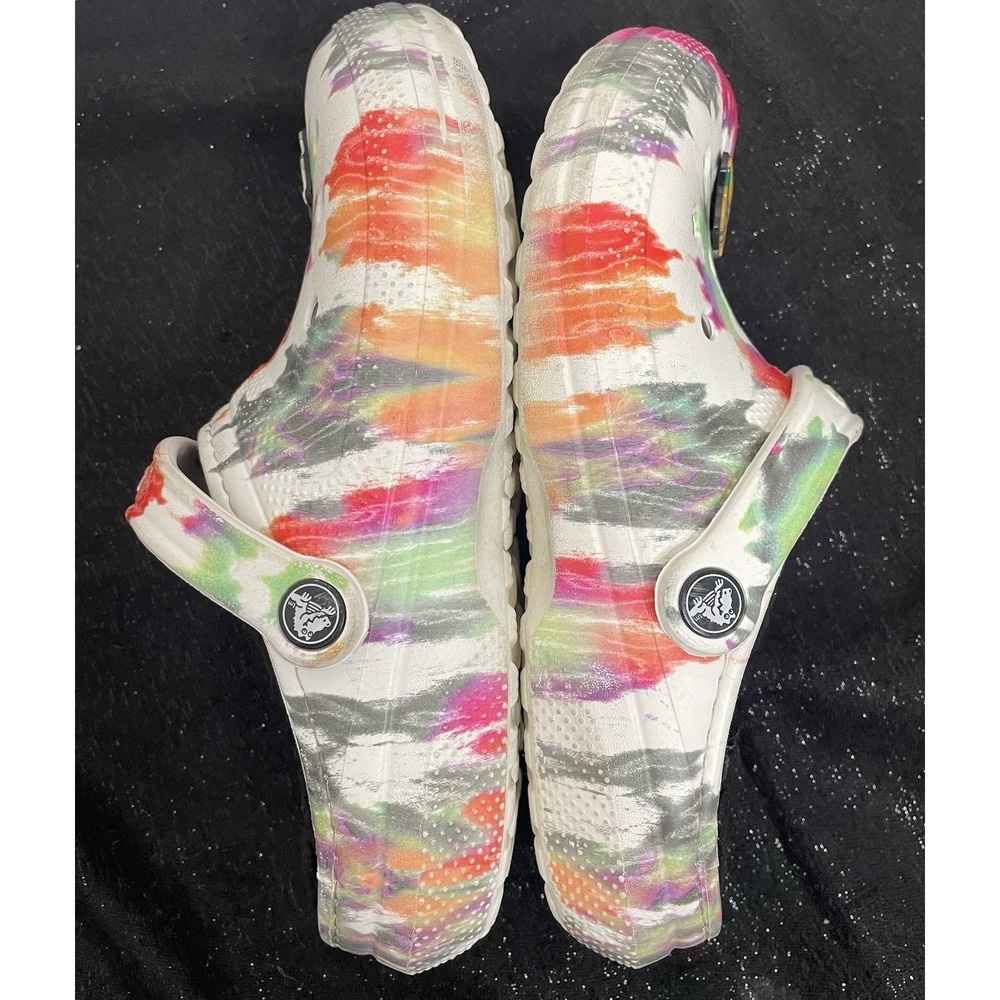 Classic Crocs Tie Dye Clogs Cat Charms Shoes Lined Warm Women's 8 Men's 6 Multi - Picture 14 of 16